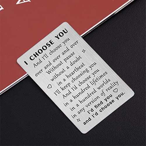TANWIH I Choose You Wallet Card Gift, Groom Gifts from Bride on Wedding Day, I Love You Cards Gifts for Him Husband, Engagement, Valentines - Thumbnail 5