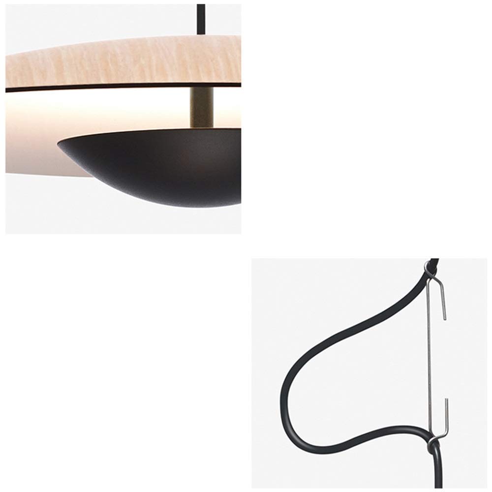 Lampa sufitowa z usłojeniem drewna – nowoczesna lampa wisząca UFO z ciepłym żyrandolem LED do jadalni