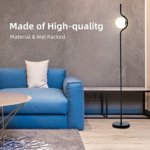 Melifo Floor Lamp,Standing Lamp With Frosted Glass Globe,Morden Glod Tall Lamp With Foot Pedal.mid Century Floor Lamps For Living Room,Bedroom,Office,Reading (Black) #TOP4