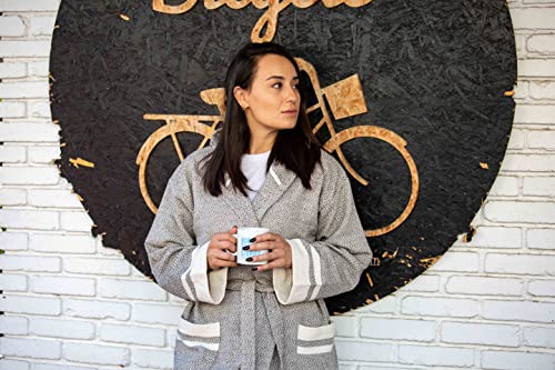 Byhiera Handmade Robe | Hooded | 100% Natural Turkish Cotton | Bathrobe, Housecoat, Cover Up Dress, House Robe, Beach Dress, Spa Robe, Turkish Robe, Maternity Dress | Heritage Coll. (Latte, S-M) #TOP2