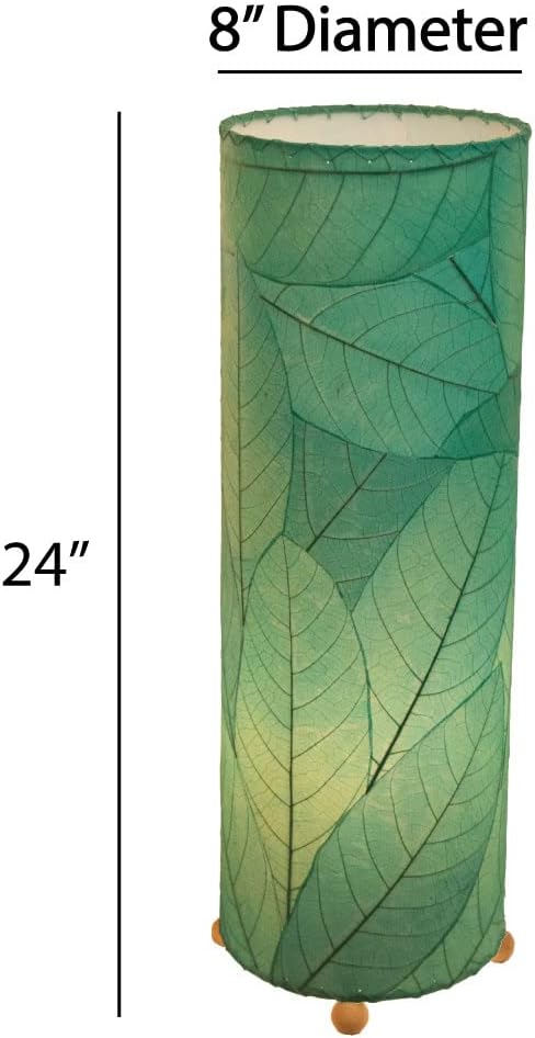 Eangee Home Design 24 Inch Cocoa Leaf Cylinder Table Lamp Red Shade Made of Real Cocoa Leaves 8 Inches x 8 Inches x 24 Inches Height (307 t sb)