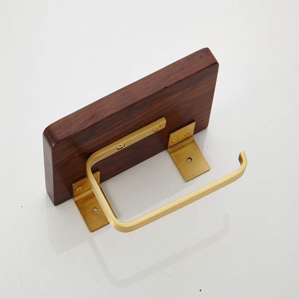Portarrollos Para Papel Higiénico Con Estante De Latón Y Nogal Negro Soporte De Papel Higiénico Montado En La Pared Accesorios De Baño Decoración Estante De Almacenamiento Para Hotel Cocina Baño