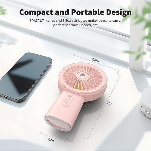 image for Otlonpe Handheld Misting Fan Portable, Small Personal Hand Held Rechar