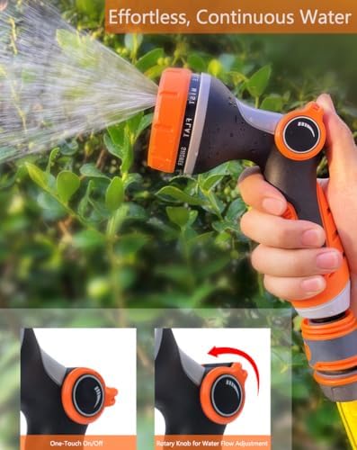 Garden Hose Nozzle Sprayer with 10 Spray Patterns & Thumb Control Valve - Ideal for Pet Showering, Garden Watering, Cleaning, Car Washing & Lawn Greening - Thumbnail 4