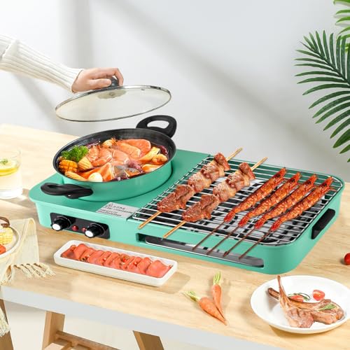3 in 1 Electric Grill with Hot Pot 2200W Indoor Korean BBQ Detachable Shabu Hot Pot for Barbecue Frying and Soup Making - 2-3 People - Image 3