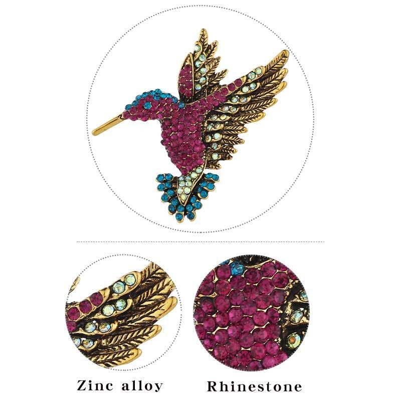 9pcs hummingbird brooch, hummingbird rhinestone brooch pin, animal colorful pin, bird brooch jewelry4