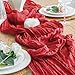 Xiomot Table Runner Cheesecloth 10FT Red Boho Gauze Cheese Cloth Rustic Sheer Table Runners for Wedding Birthday Bridal Baby Shower Party Decoration