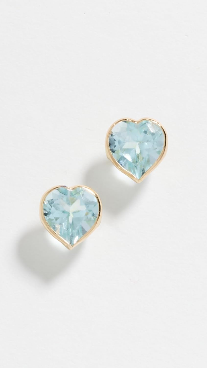 JIA JIA Women's Blue Topaz Heart Stud Earrings, Blue, One Size - Image 2