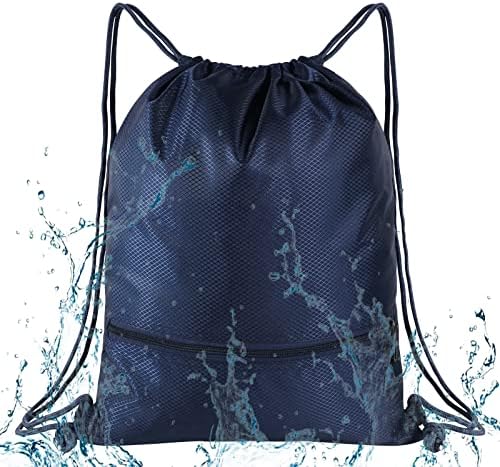 Thboxes Drawstring Bags, String Swim PE Bag for Men & Women with Outside Zipper for Sports School Beach Holidays Swimming Trave (Royal blue)