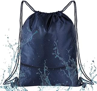 Thboxes Drawstring Bags, String Swim PE Bag for Men & Women with Outside Zipper for Sports School Beach Holidays Swimming Trave (Royal blue)