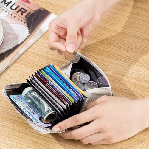 Small Wallet for Women Genuine Leather RFID Blocking Credit Card Holder Elegant Zipper Clutch Purse Short Coin Wallet3