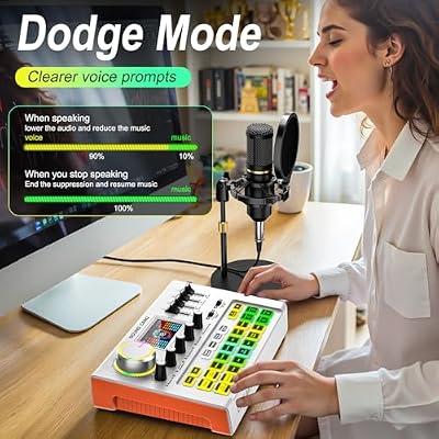 Podcast Equipment Bundle, All-in-One Audio Mixer with Condenser Microphone & Audio Interface for Live Streaming, Voice Changer, Gaming, Singing and YouTube