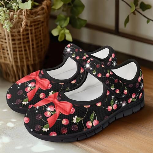 Binienty Women's Flats Mesh Mary Jane Shoes Round Toe Buckle Strap Tennis Walking Shoes Beach Travel Footwear2