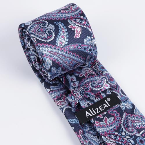 Image of Alizeal Mens 3.15'' Vintage Paisley Tie Pocket Square Set