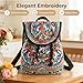 Goodhan Vintage Embroidered Backpack Purses for Women - Boho Shoulder Bag for Travel,Ethnic Floral Mini Back Pack,Lightweight Handbags for Daily Use (Red)