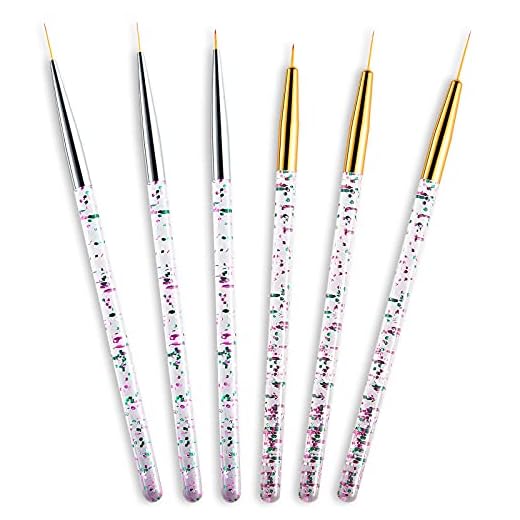 6 Pieces Makeup Brush Line Fine Point Eyeliner Brush Eye Makeup Gel Applicators Cosmetic Eye Wands Eyeliner for Water Activated Eyeliner Makeup Tool (Gold, Silver)