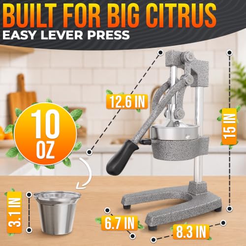 Image of Cast Iron Juicer Hand Press, Heavy-Duty Squeezer (Silver)