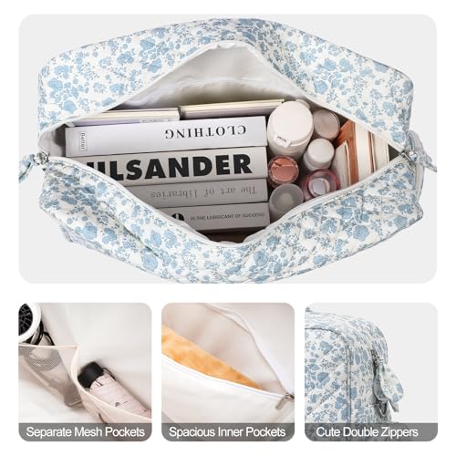 Quilted Duffle Bag for Women, Quilted Weekender Bag, Quilted Travel Bag, Large Floral Duffle Bags with Adjustable Straps3