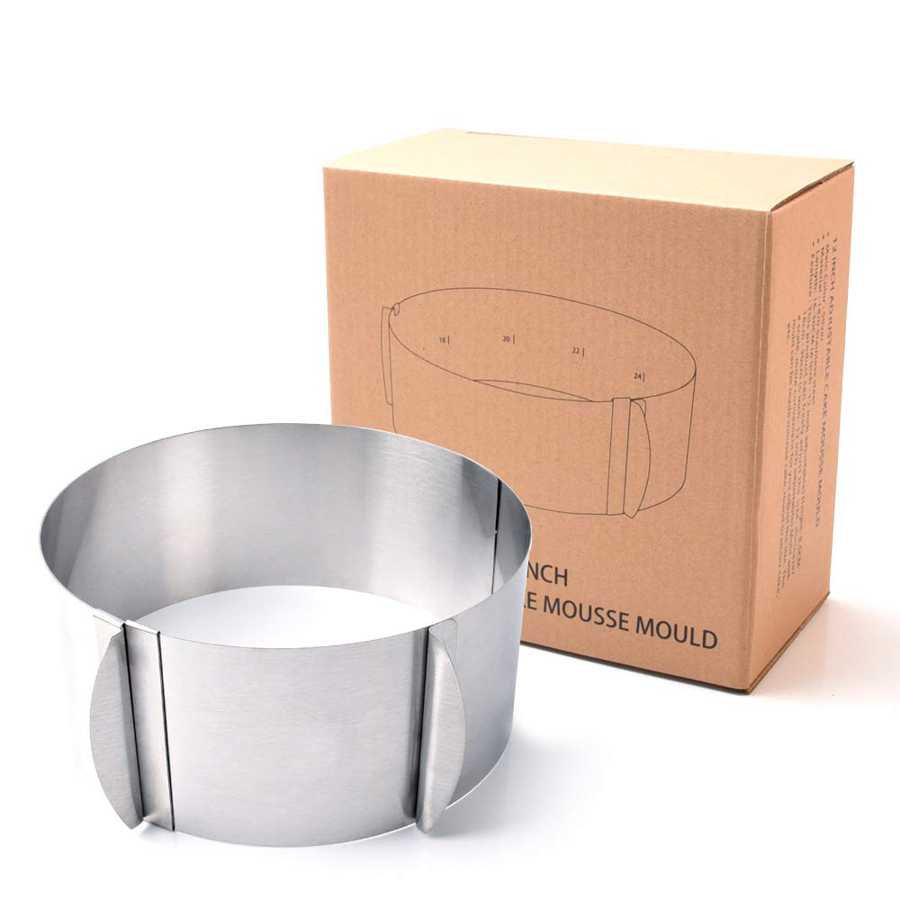 BATLAM Kuchenform-Set Kuchenformen zum Backen 2 Stück, Kuchenformen, runde Kuchenform, kleine Kuchenformen, verstellbar von 16-30 cm, Tortenring mit Skala, Höhe: 8,5 cm