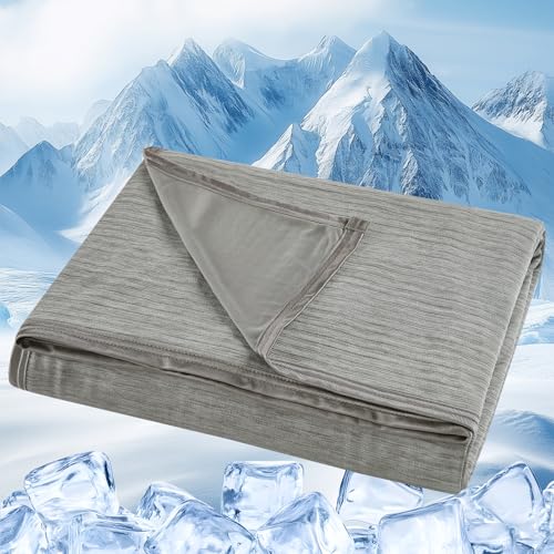 VKLIVING Kühldecke Q-Max 0 5 Japanische Arc-Chill 3.0 Kühlfasern Doppelseitige Sommerdecke Leichte Atmungsaktive Kühlende Decke für Bett Sofa Reise Erwachsene Kinder 130X150CM Grau