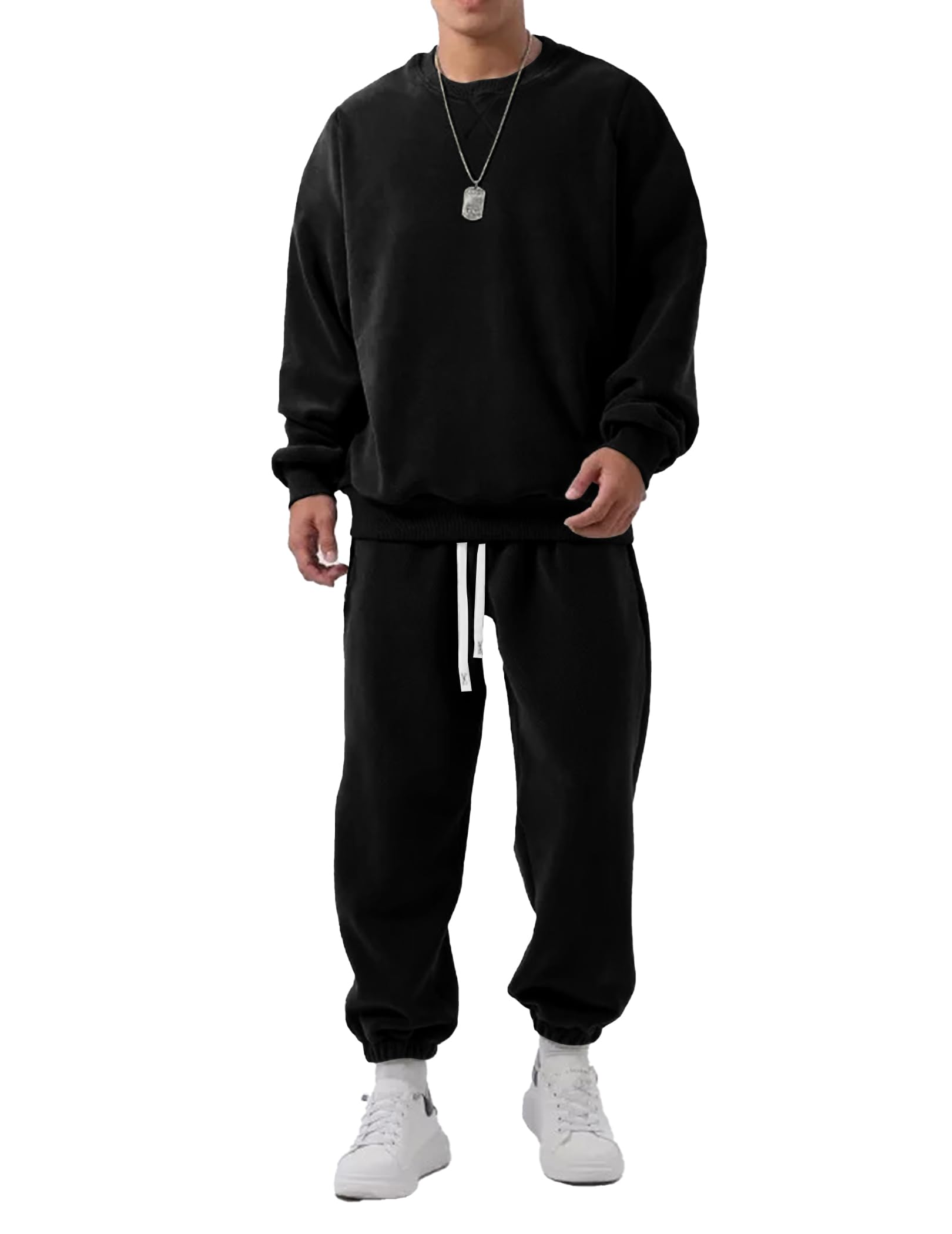 JMIERR Jogginganzug Herren Casual 2-Teiliger Streetwear Trainingsanzug Set | Casual 2-Teiliger Freizeitanzug,Ganzjährig,Einfarbig,Herren Sportanzug,Sweatshirts und Jogginghose,Klassisch Tracksuit