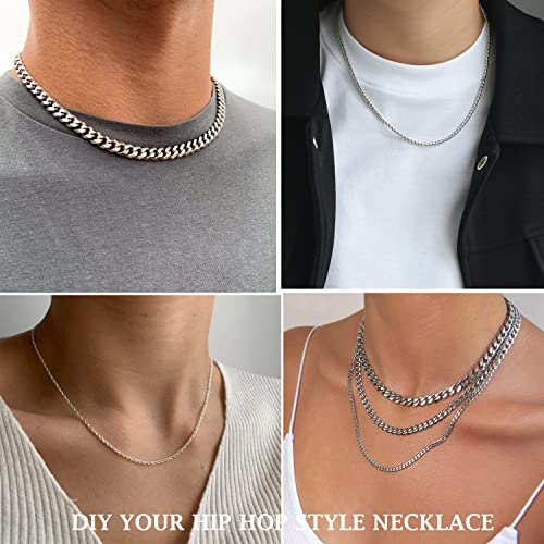 Mens Necklace Chain, 6 Pcs Men's Stainless Steel Chain Necklace Jewelry Set Gift for Men Women4