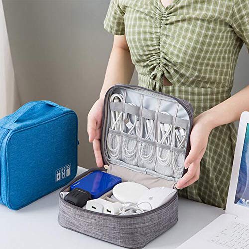 Universal Electronics Accessories Organizer, Waterproof Portable Cable Organizer Bag, Digital Gadget Organizer Case, Travel Gear Carry Bag for Cables - Grey