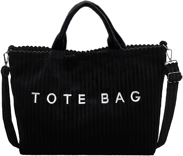 Women Large Soft Corduroy Tote Bag Stylish Top Handle Bag Casual Daily Purse Trendy Shoulder Crossbody Bag Handbag