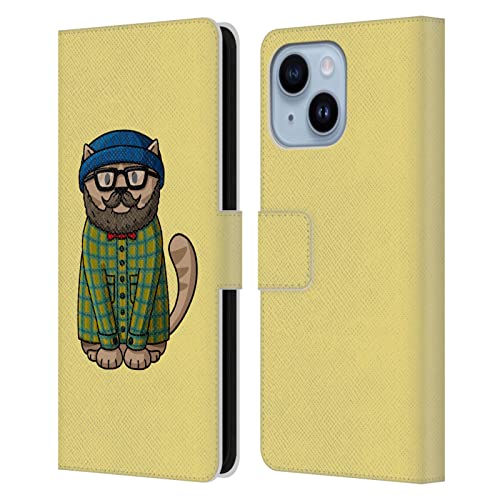 Étui portefeuille en cuir iPhone 14 Plus Head Case Designs rabat rigide avec motif