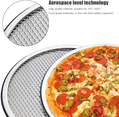 Image of Aluminium Pizza Tray Screen for Commercial Use, Baking Net, Oven Baking Tray Round Plates (8 INCH Set of 2)