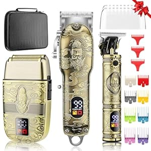 Suttik Hair Clippers for Men Professional, Cordless Clippers & Beard Trimmer & Electric Shavers Set, Mens Clippers and Trimmers Set, Barber Kit with Case