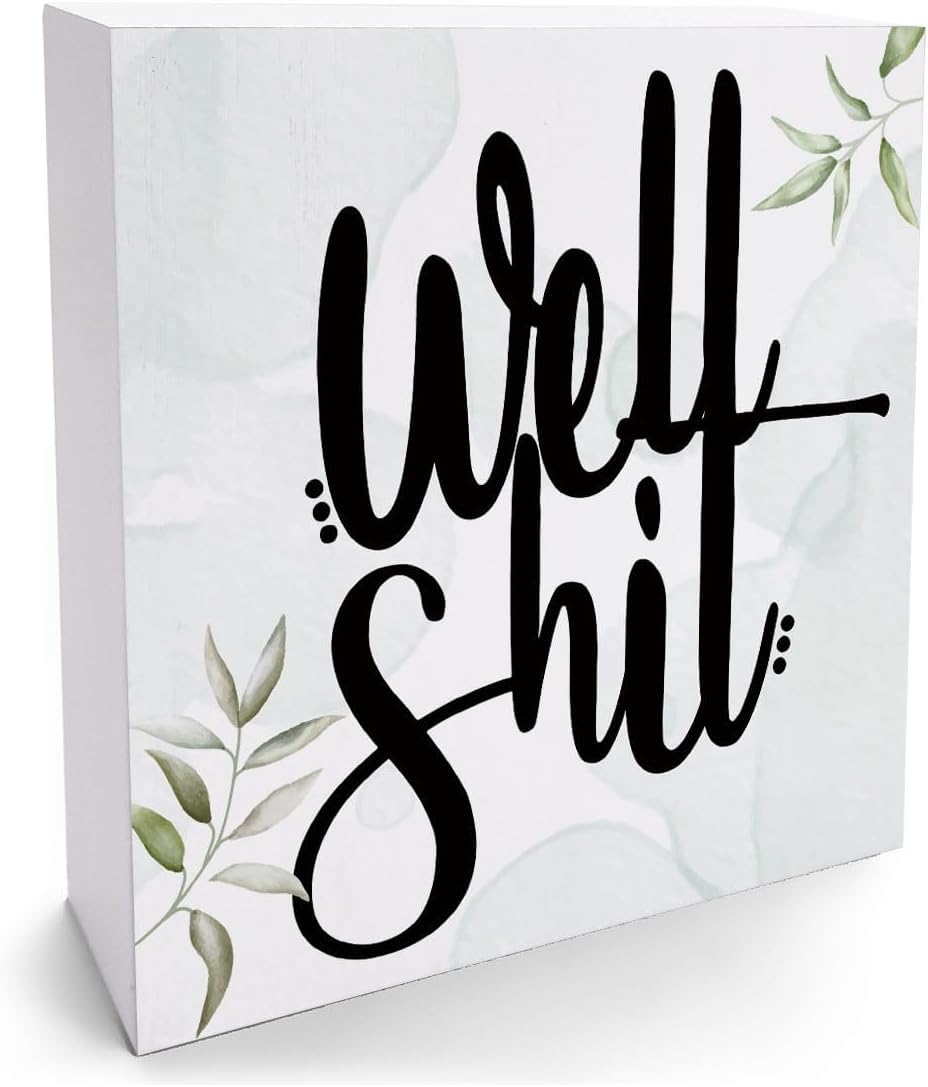 Uff Shit Box Sign 7x7 Inch Rustic Desk Shelf Decor