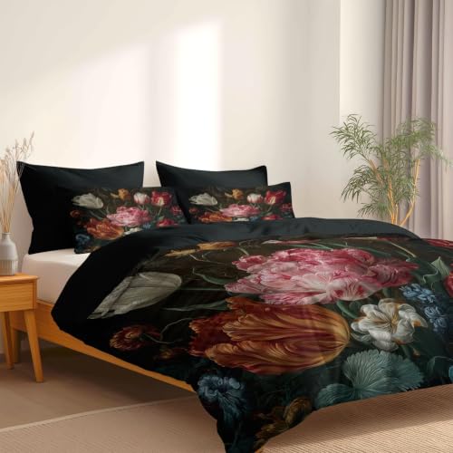 Parure de lit noire tulipe chic en microfibre haut de gamme 90x190 - 5