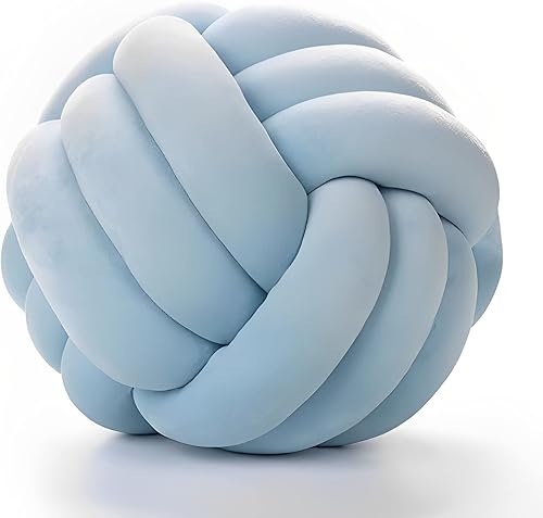 Almohada de nudo en forma de bola, cojín redondo, juguetes de peluche para decoración de habitación de niños, juguete calmante para aliviar el Azul