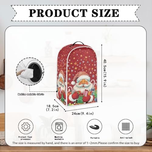Image of Father Christmas Blender Cover Kitchen Appliance Dust Covers with Top Handle and Pocket Coffee Maker Appliance Covers Food Processor Cover for Christmas Kitchen Appliance Decor