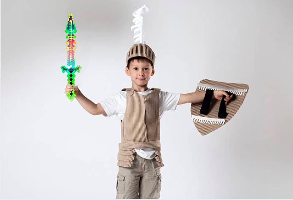 Miniatura 5 de mushroomcase Espada de píxeles de diamante LED de 24 pulgadas con luz LED activada por movimiento y luces intermitentes, suministros de fiesta de