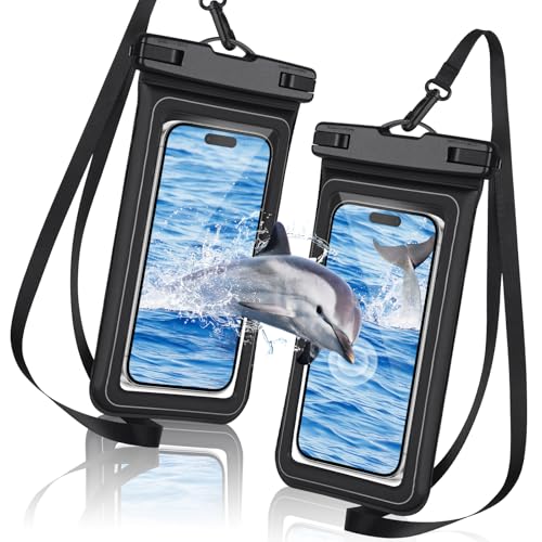 AOOSA 2PCS Pochettes Étanches Flottants Smartphone, IPX8 Pochette Étanche Téléphone, Étui Étanche avec Cordon Réglable pour iPhone 16 15 14 13 12 Pro XS, Samsung S24 S23, jusqu'à 7"