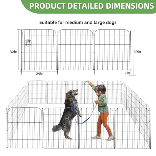Decorative Garden Fence, 10 Panels 32 in(H) X 23.6 ft(L) Rustproof Metal Wire No Dig Dog Fence Outdoor for Yard, Temporary Tall Garden Fence Animal Barrier Decor for Yard & Patio