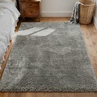 jxgzyy Grey Rugs Living Room, Shaggy Rugs for Bedroom, Fluffy Bedside Rug