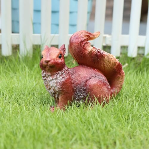 Wonderland Resin Squirrel Statue for Garden or Home Decor, Indoor & Outdoor Use, Multicolor