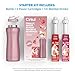 Cirkul 32oz. Rose Gold Stainless Steel Water Bottle Starter Kit with Rose Gold Lid and 2 Flavor Cartridges (1 LifeSip Strawberry, 1 GoSip Passion Fruit Dragon Fruit) No Sugar, Zero Calorie Drink Mix