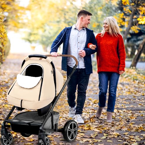 Image of SWESEN Winter Car Seat Covers for Babies, Cozy & Warm Cover, Infant Car Seat Canopy Water Resistant, Universal Cold Weather Shield, Beige