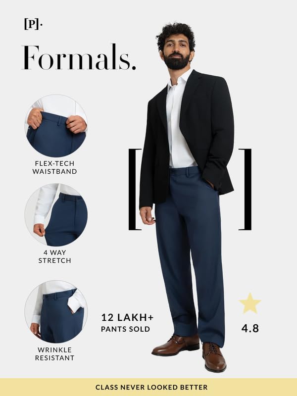 Image of The Pant Project Luxury PV Lycra Stretchable Formal Pants for Men | Stylish Relaxed Fit Men's Wear Trousers for Office or Party | Mens Fashion Dress Trouser Pant
