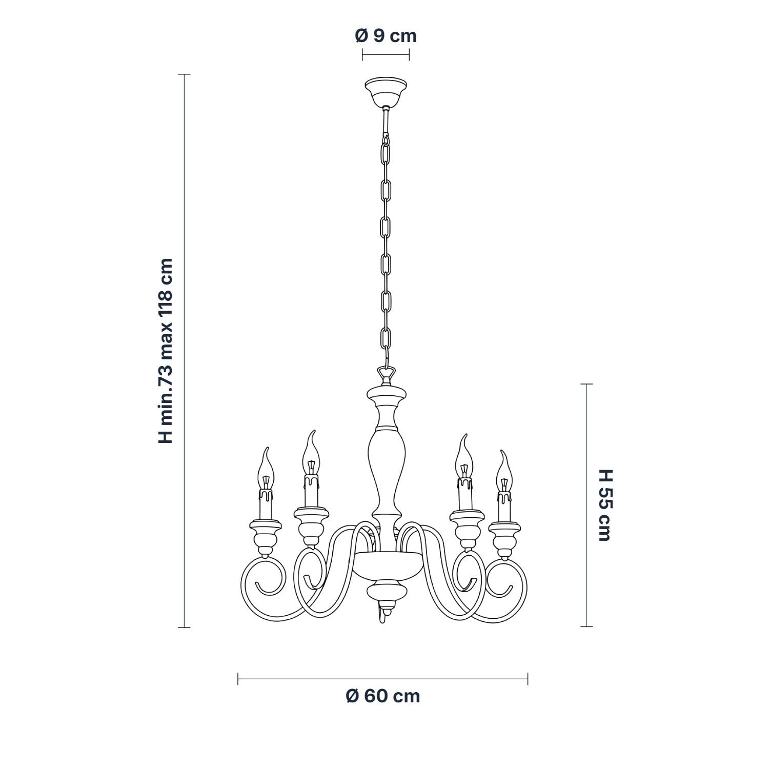 Bonetti Illumina Lampadario Shabby Chic Cascina Bianco 5 Luci E14