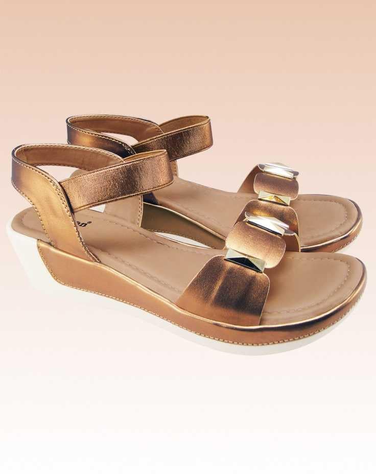 Image of Action Women's Platform Sandals| Block Heel| Glitter Embellished| Ankle Strap Bronze