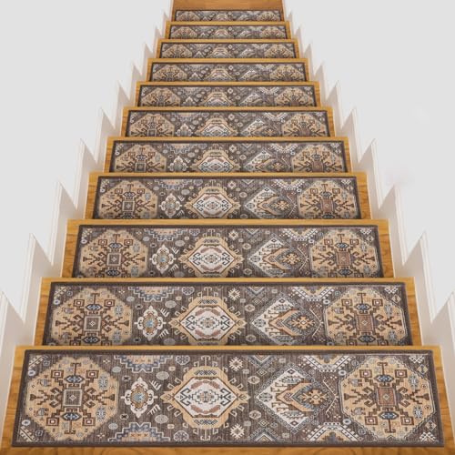 YWAQMCT Peldaños antideslizantes y lavables, 8 x 30 x 0.3 pulgadas, alfombra suave y cómoda para superficies de madera, mármol, vinilo o metal, interiores, exteriores, escaleras, pasillo (8 x 30