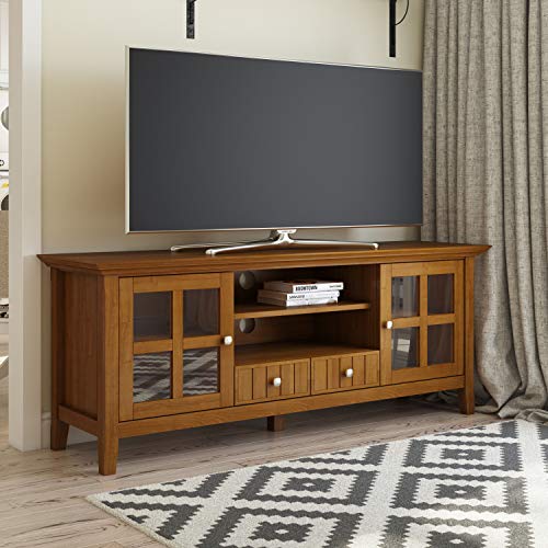 SIMPLIHOME Acadian SOLID WOOD 60 inch Wide Transitional TV Media Stand in Light Golden Brown For TVs up to 65 inches for the Living Room and Entertainment Center - Image 2