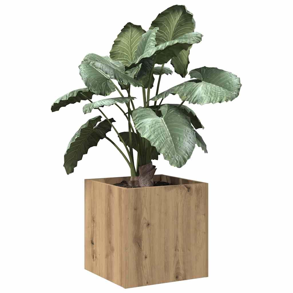 Pojemnik na doniczkę z drenażem do użytku wewnątrz i na zewnątrz, do ogrodu i balkonu, 40 x 40 x 40 cm, dąb Artisan, materiał Woodwork nadaje się do kwiatów, ziół, sukulentów i storczyków