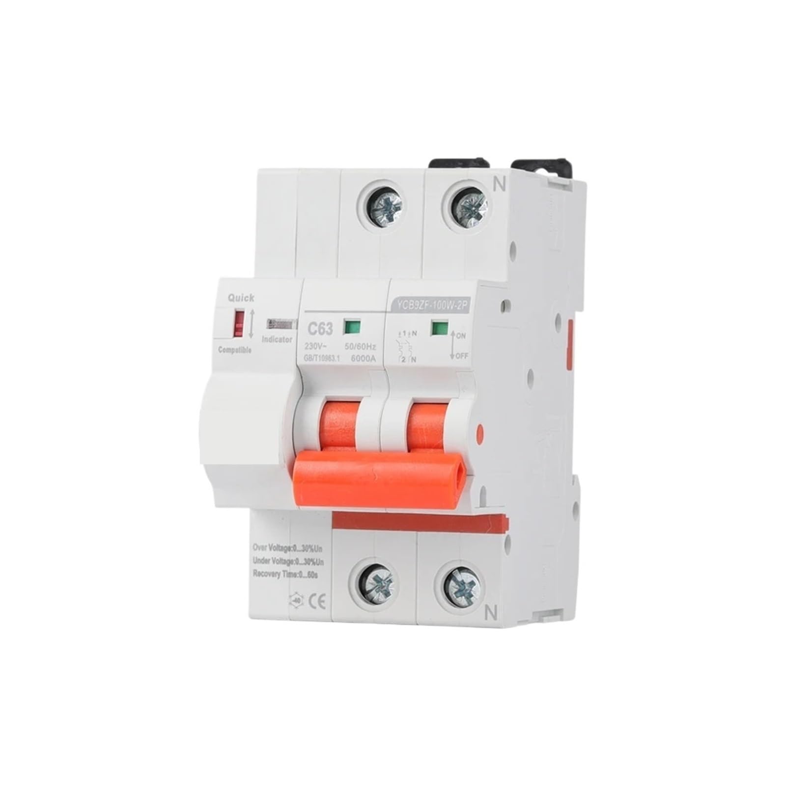 BALYDLUL 2P Circuit Breaker Time Switch Overload Short Circuit voltage relay(40A)