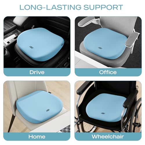 Image of Skechers Seat Cushion Premium Gel & Memory Foam-Office Chair Cushion for Tailbone Pain Relief,Butt Pillow for Office Chair,Car seat Cushion,Long Sitting Office Workers,and Car Drivers,Blue